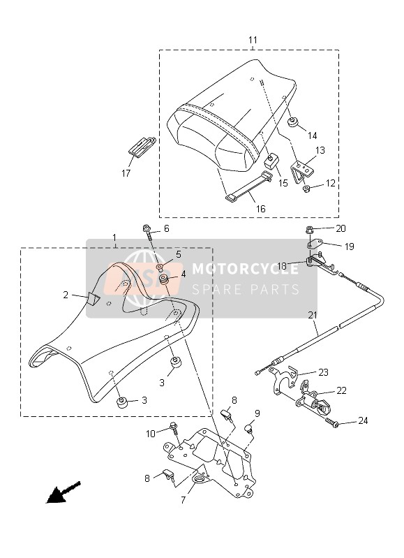 39P247501000, Tandem Zadel Assy, Yamaha, 0