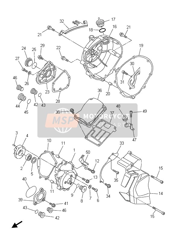 Yamaha FZ8-S 2013 Crankcase Cover 1 for a 2013 Yamaha FZ8-S