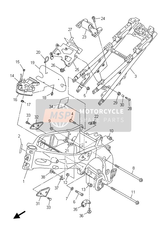 Yamaha FZ8-S 2013 Frame for a 2013 Yamaha FZ8-S