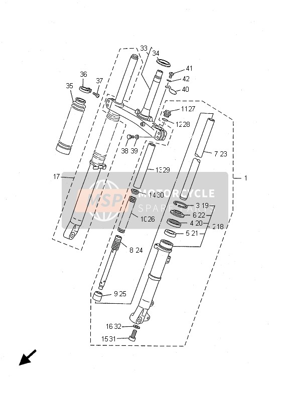 Yamaha TW125 2001 Front Fork for a 2001 Yamaha TW125