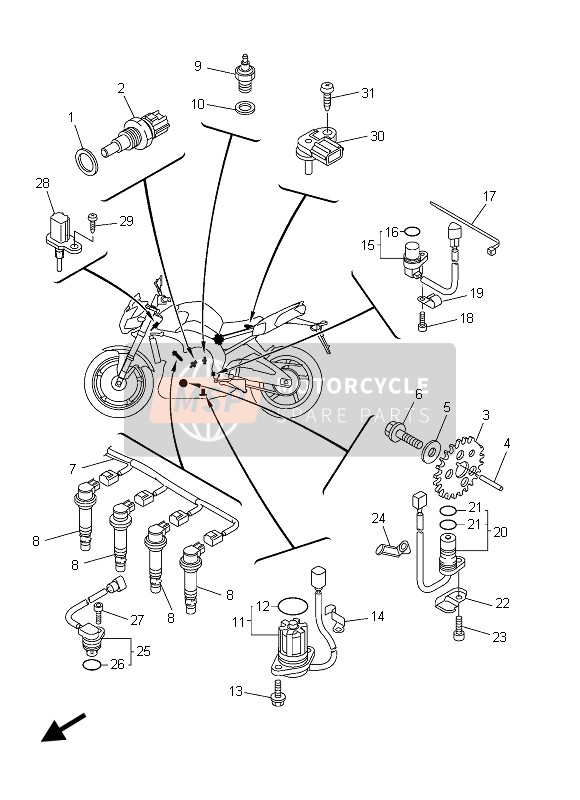 Yamaha FZ8-S 2013 Electrical 1 for a 2013 Yamaha FZ8-S