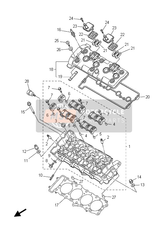 Yamaha FZ8-SA 2013 Cylinder Head for a 2013 Yamaha FZ8-SA