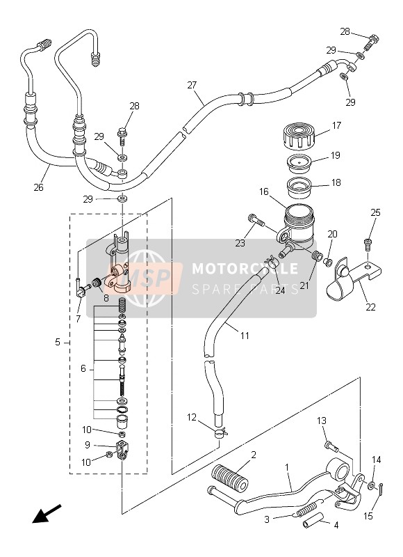 Yamaha FZ8-SA 2013 Rear Master Cylinder for a 2013 Yamaha FZ8-SA