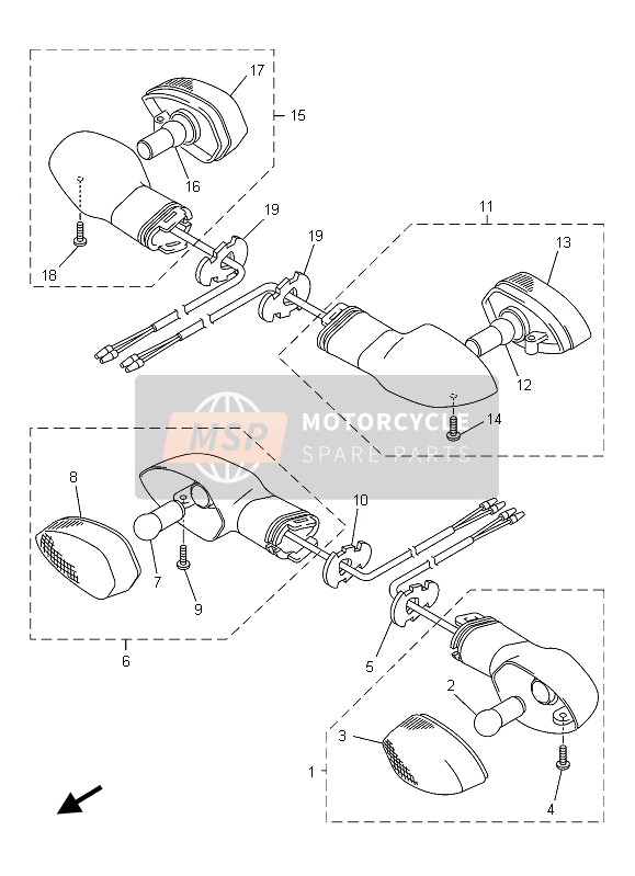 Yamaha FZ8-SA 2013 BLINKLEUCHTE für ein 2013 Yamaha FZ8-SA