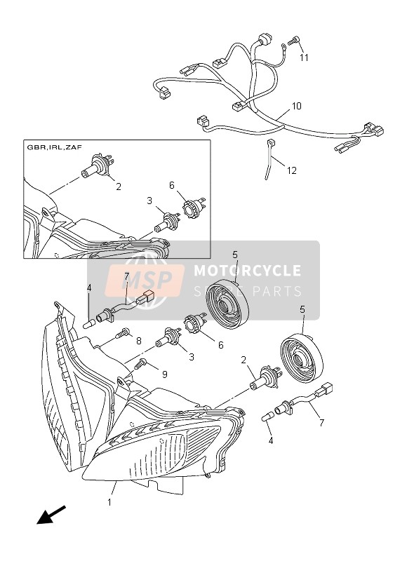 Yamaha FZ8-SA 2013 Headlight for a 2013 Yamaha FZ8-SA