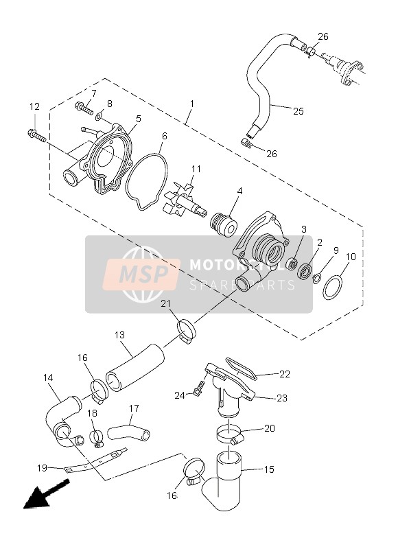 Yamaha XJ6F 2013 Waterpomp voor een 2013 Yamaha XJ6F