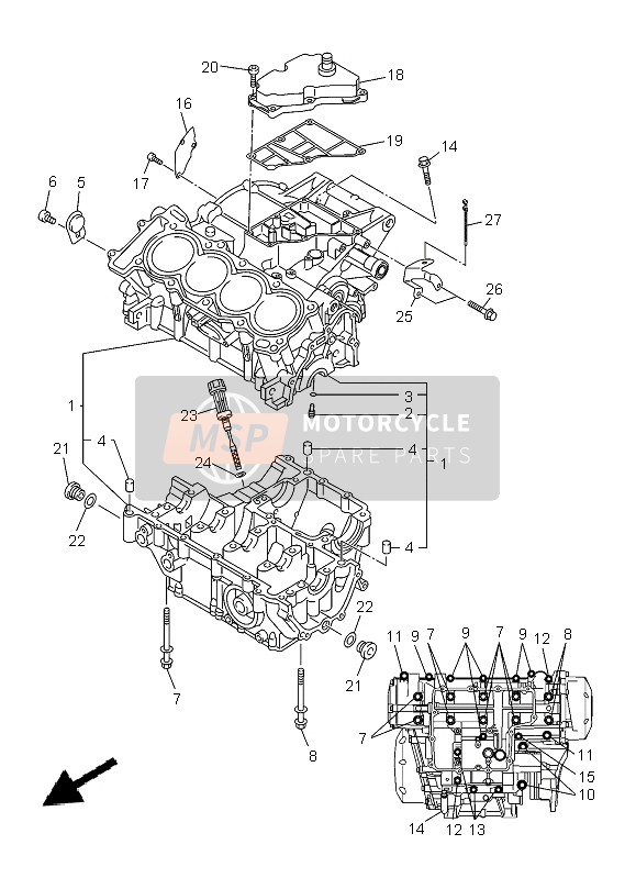 Yamaha XJ6F 2013 Crankcase for a 2013 Yamaha XJ6F