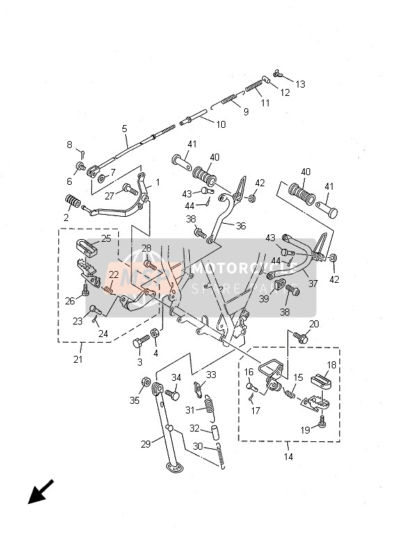 Yamaha TW125 2001 Supporter & Repose Pieds pour un 2001 Yamaha TW125