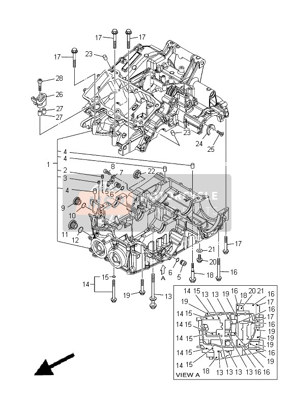 Yamaha XT1200Z TENERE 2012 Crankcase for a 2012 Yamaha XT1200Z TENERE