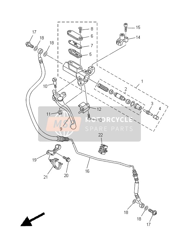 Yamaha XT1200Z TENERE 2012 Pompa freno anteriore 2 per un 2012 Yamaha XT1200Z TENERE