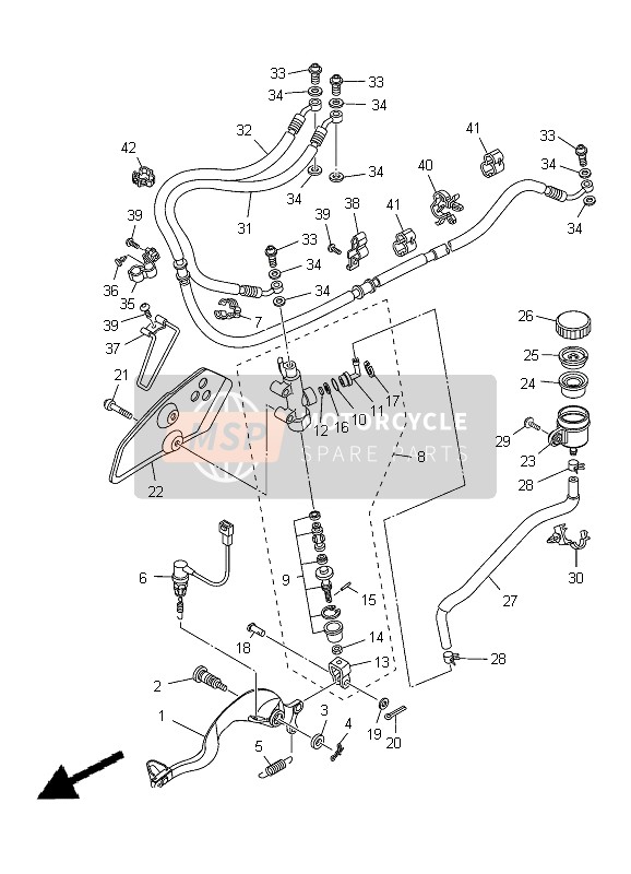 Yamaha XT1200Z TENERE 2012 HAUPTZYLINDER HINTEN für ein 2012 Yamaha XT1200Z TENERE