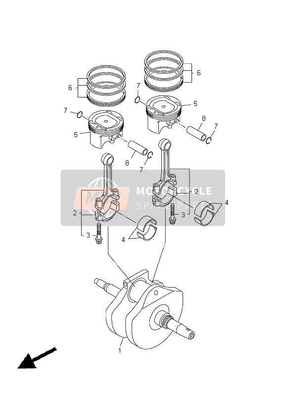 Yamaha XVS950A 2012 Albero motore & Pistone per un 2012 Yamaha XVS950A