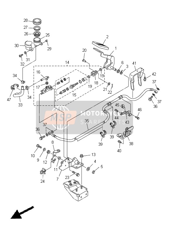 Yamaha XVS950A 2012 Rear Master Cylinder for a 2012 Yamaha XVS950A