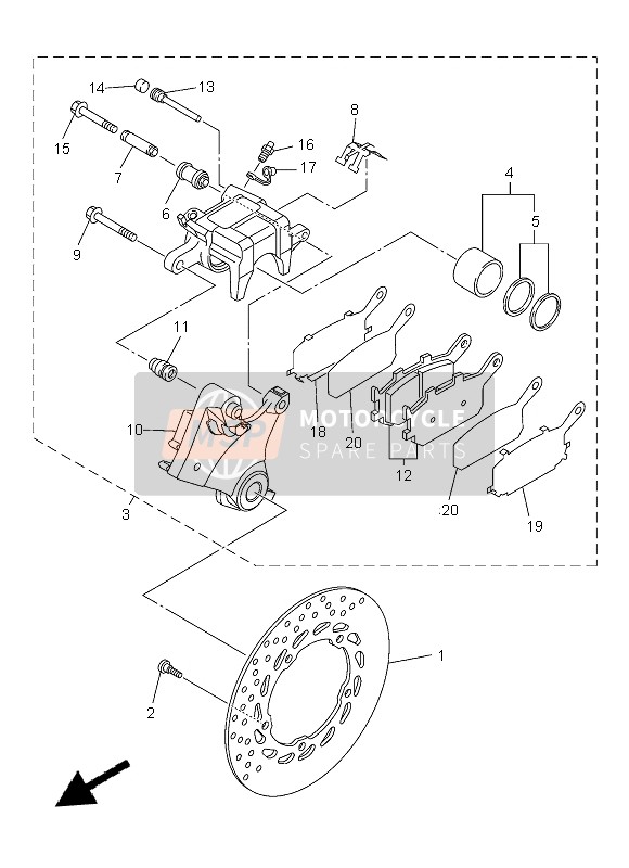 Yamaha XJ6N 2013 BREMSSATTEL HINTEN für ein 2013 Yamaha XJ6N