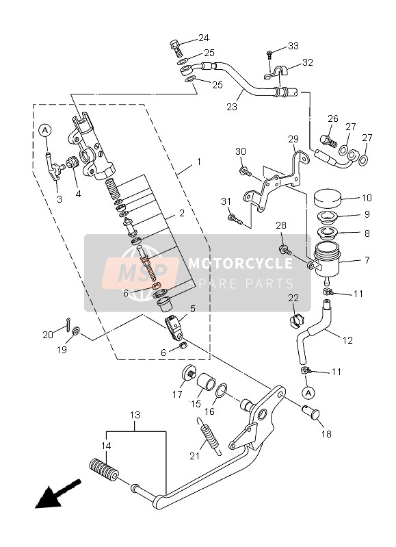 Yamaha XJ6N 2013 Rear Master Cylinder for a 2013 Yamaha XJ6N