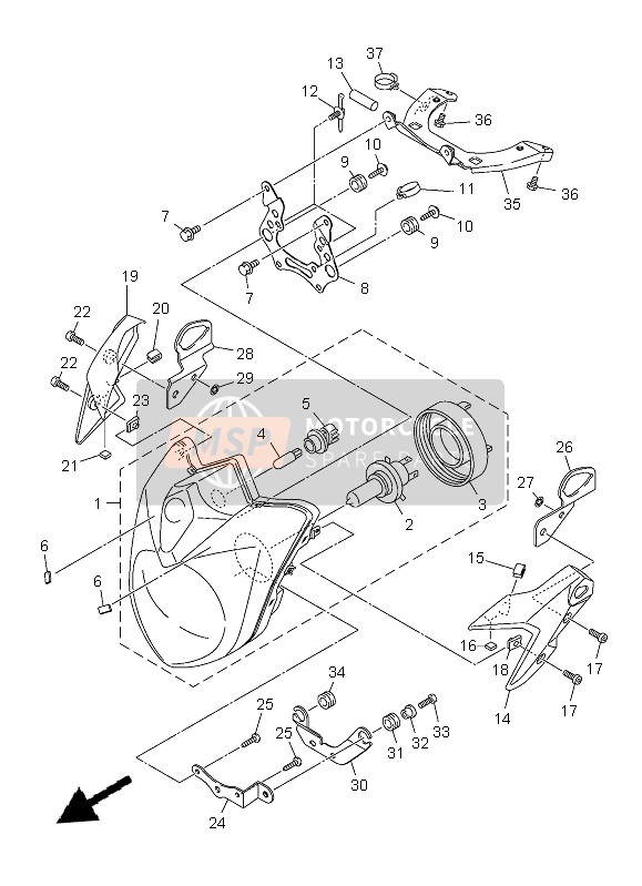 Yamaha XJ6NA 2013 Koplamp voor een 2013 Yamaha XJ6NA