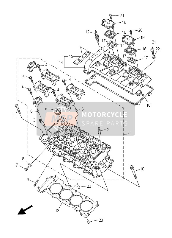 Yamaha XJ6S 2013 Cilinderkop voor een 2013 Yamaha XJ6S