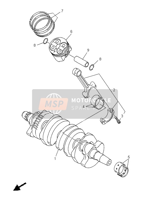 Yamaha XJ6S 2013 KURBELWELLE & KOLBEN für ein 2013 Yamaha XJ6S