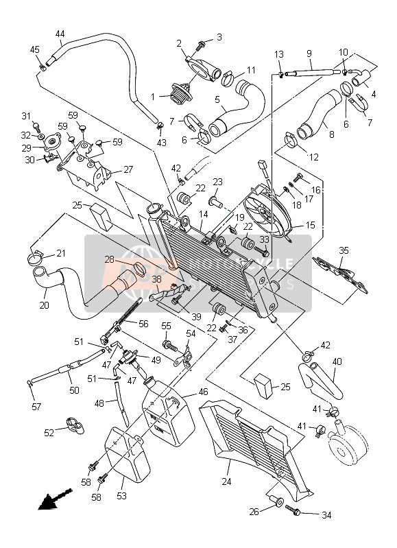 Yamaha XJ6S 2013 Radiator & Hose for a 2013 Yamaha XJ6S