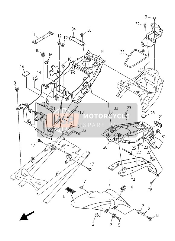 Yamaha XJ6S 2013 Spatbord voor een 2013 Yamaha XJ6S