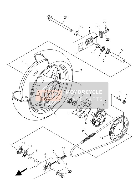 Yamaha XJ6S 2013 HINTERRAD für ein 2013 Yamaha XJ6S