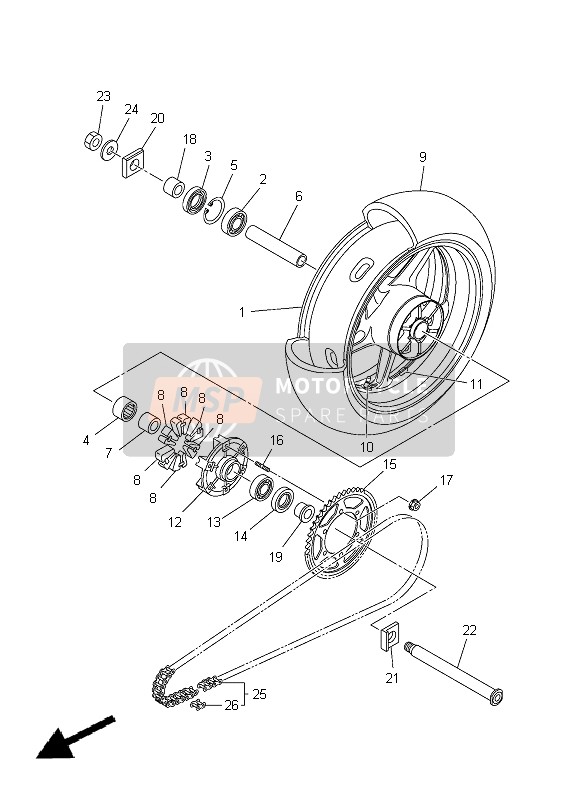 4C8253810000, Axle, Wheel, Yamaha, 0