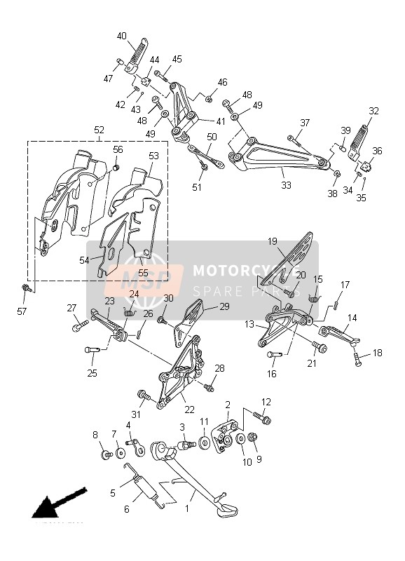 1KB274610000, Footrest, Yamaha, 2