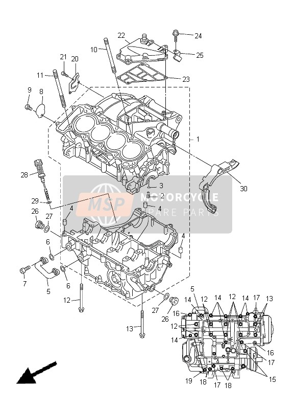 Yamaha YZF-R6 2012 Crankcase for a 2012 Yamaha YZF-R6