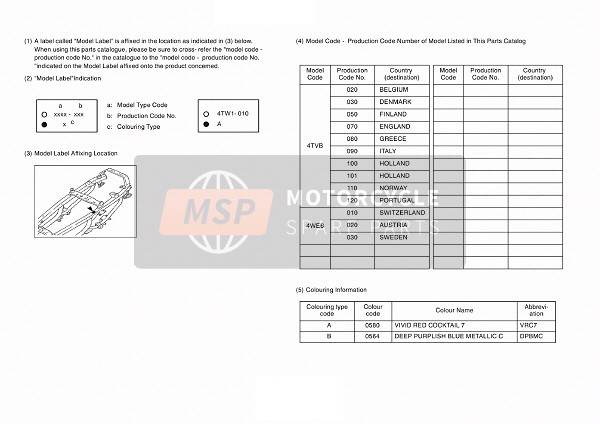 Yamaha YZF600R THUNDERCAT 2001 Model Label for a 2001 Yamaha YZF600R THUNDERCAT