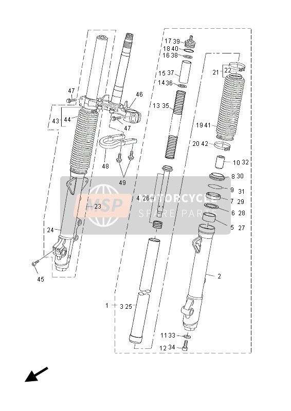 Yamaha XT660Z TENERE 2013 Tenedor frontal para un 2013 Yamaha XT660Z TENERE