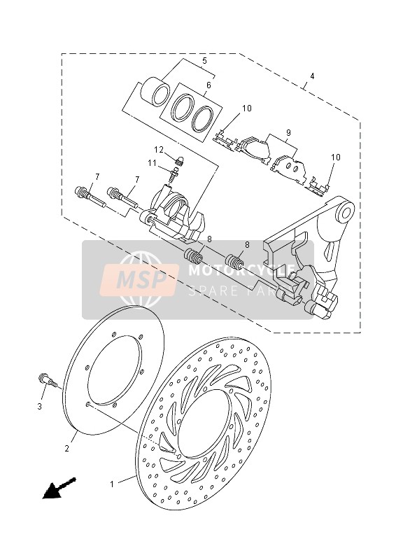 Yamaha XV1900A 2013 Rear Brake Caliper for a 2013 Yamaha XV1900A