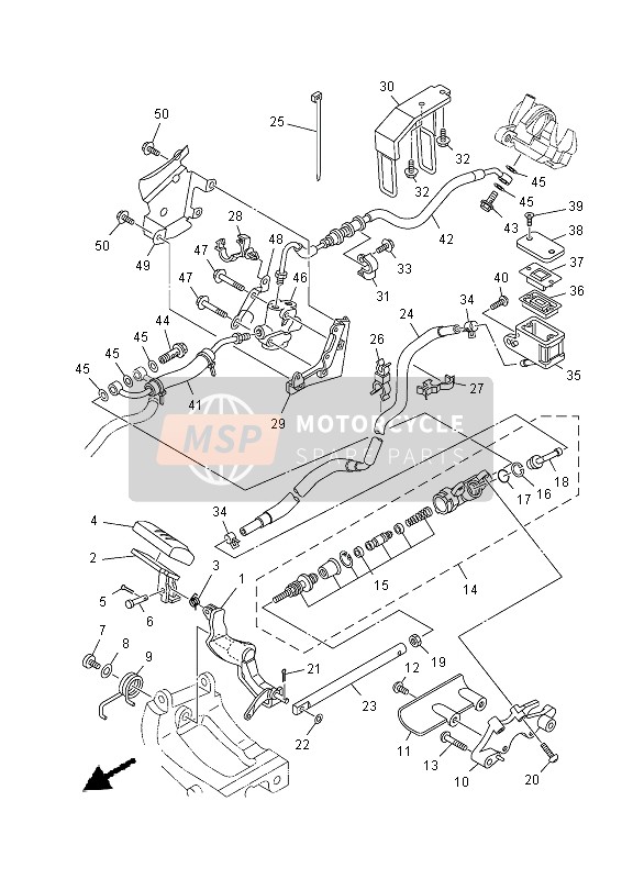 Yamaha XV1900A 2013 Hoofdremcilinder achter voor een 2013 Yamaha XV1900A