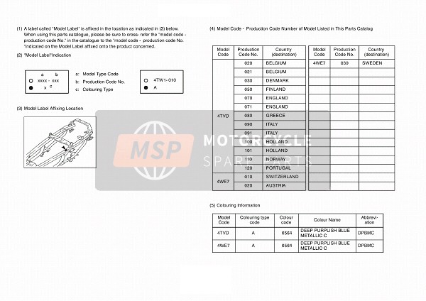 Yamaha YZF600R THUNDERCAT 2002 Model Label for a 2002 Yamaha YZF600R THUNDERCAT