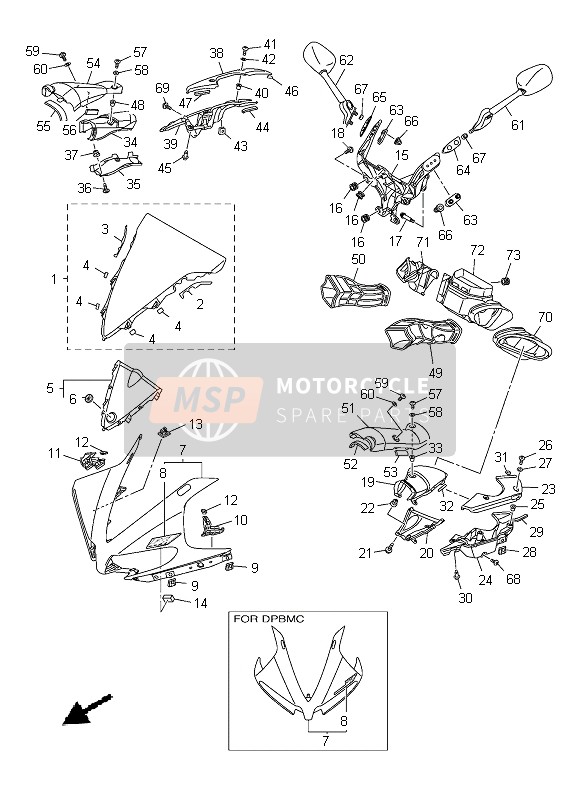 Yamaha YZF-R1 2013 Cowling 1 for a 2013 Yamaha YZF-R1