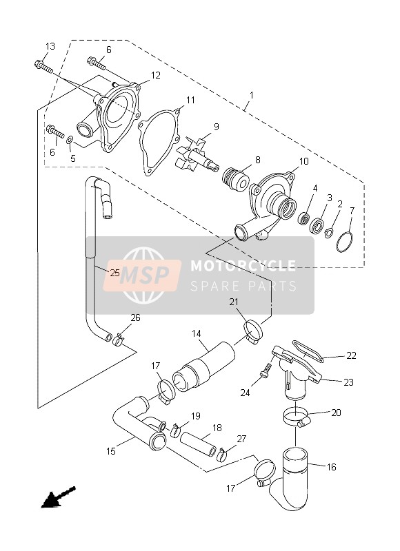 Yamaha YZF-R6 2013 Waterpomp voor een 2013 Yamaha YZF-R6