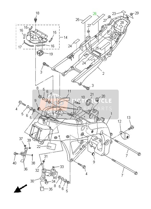 Yamaha YZF-R6 2013 Frame voor een 2013 Yamaha YZF-R6