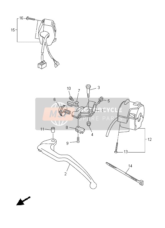 Yamaha YZF-R6 2013 HANDSCHALTER & HEBEL für ein 2013 Yamaha YZF-R6