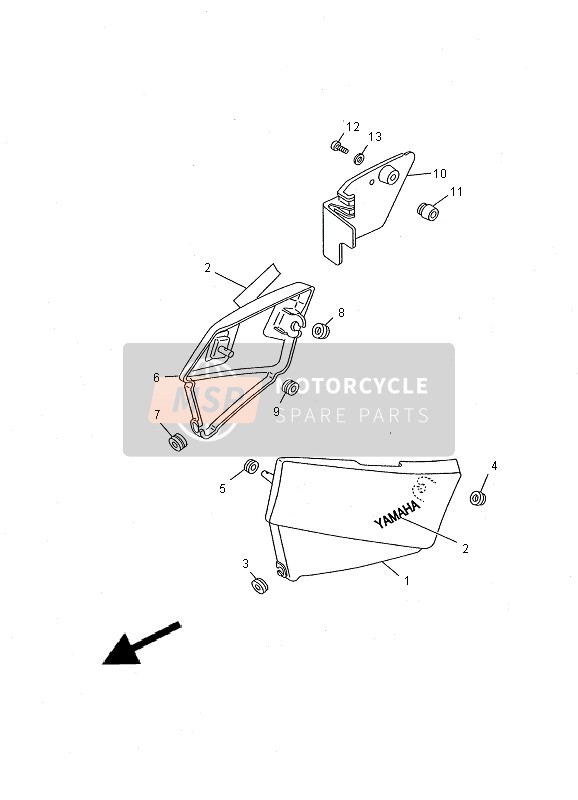 Yamaha SR125 2000 Side Cover for a 2000 Yamaha SR125