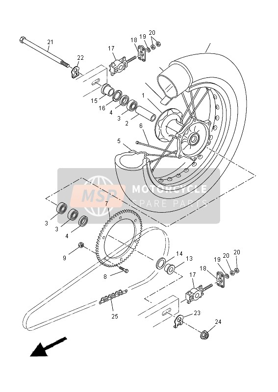 Yamaha WR125X 2013 Ruota posteriore per un 2013 Yamaha WR125X