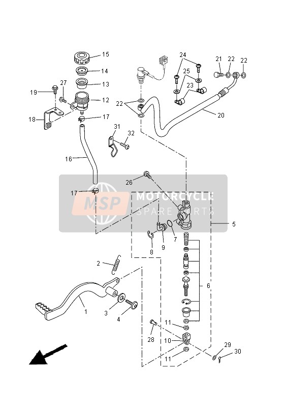 Yamaha WR125X 2013 Rear Master Cylinder for a 2013 Yamaha WR125X