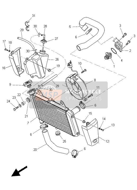 Yamaha MT-03 2012 Radiator & Slang voor een 2012 Yamaha MT-03