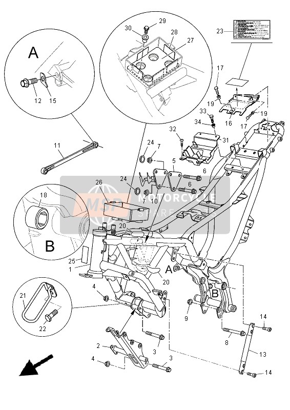 Yamaha MT-03 2012 Cadre pour un 2012 Yamaha MT-03