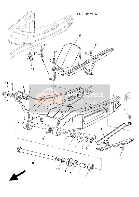 Yamaha MT-03 2012 Rear Arm for a 2012 Yamaha MT-03