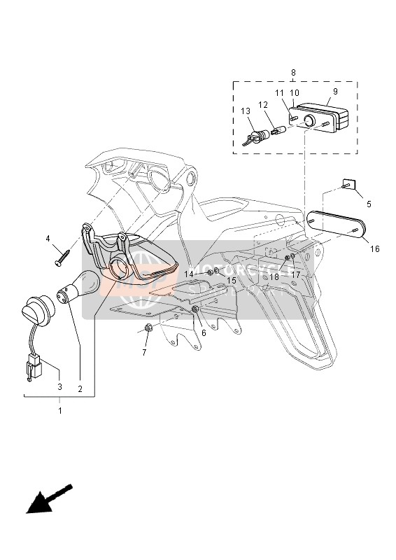 Yamaha MT-03 2012 Tail Light for a 2012 Yamaha MT-03