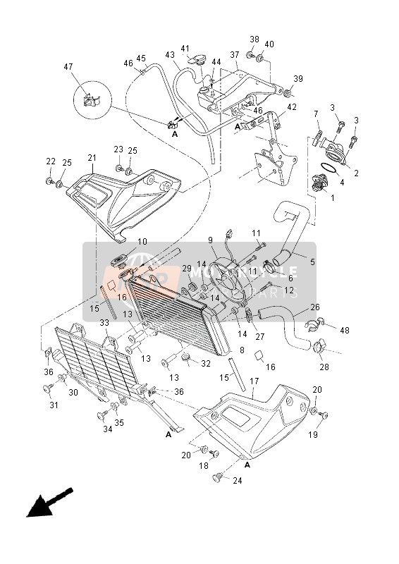 Yamaha XT660ZA TENERE 2012 Termosifone & Tubo per un 2012 Yamaha XT660ZA TENERE