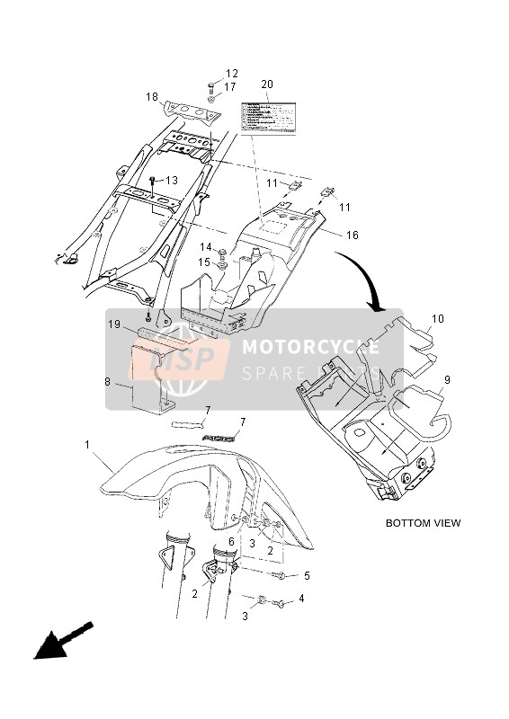 Yamaha XT660ZA TENERE 2012 Parafango per un 2012 Yamaha XT660ZA TENERE