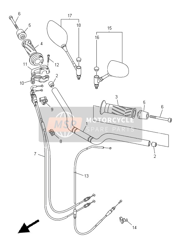 Yamaha FZ8-N 2014 Steering Handle & Cable for a 2014 Yamaha FZ8-N