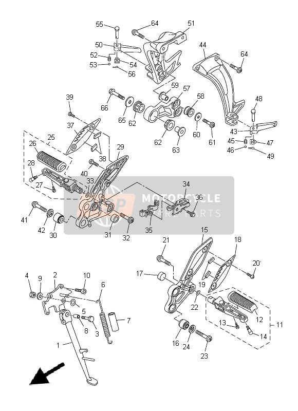 Yamaha FZ8-NA 2014 STÄNDER & FUSSRASTE für ein 2014 Yamaha FZ8-NA