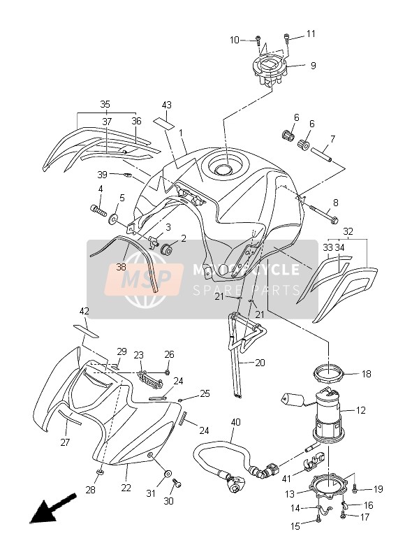 Yamaha FZ8-S 2014 Réservoir d'essence pour un 2014 Yamaha FZ8-S