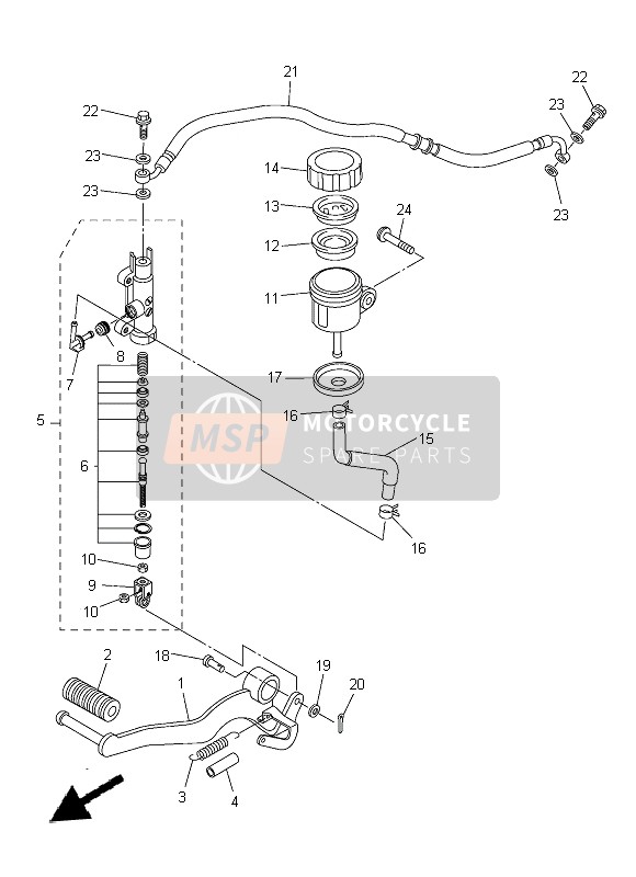 Yamaha FZ8-S 2014 Rear Master Cylinder for a 2014 Yamaha FZ8-S